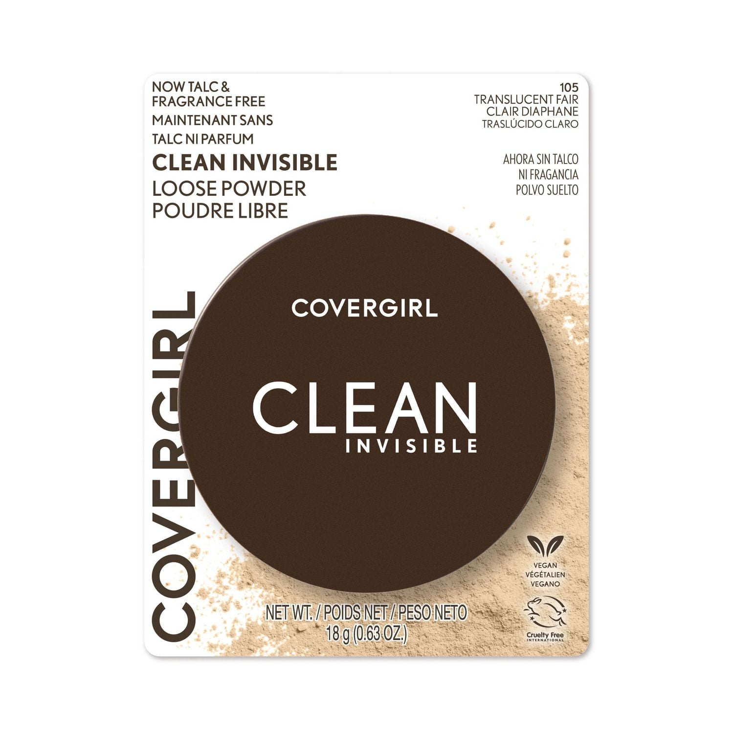 COVERGIRL Clean Invisible Loose Powder, 100% natural origin pigments & only 15 essential non-clogging ingredients, lightweight, breathable formula, Talc & Fragrance Free