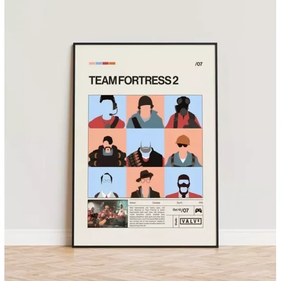 Team Fortress 2 Poster, Video Game Poster, Minimalist Game Print, Gaming Room NO FRAMED POSTER, Home Decor, Vintage Art Print, Haging Poster, Cute Birthday Gift, Wall Art