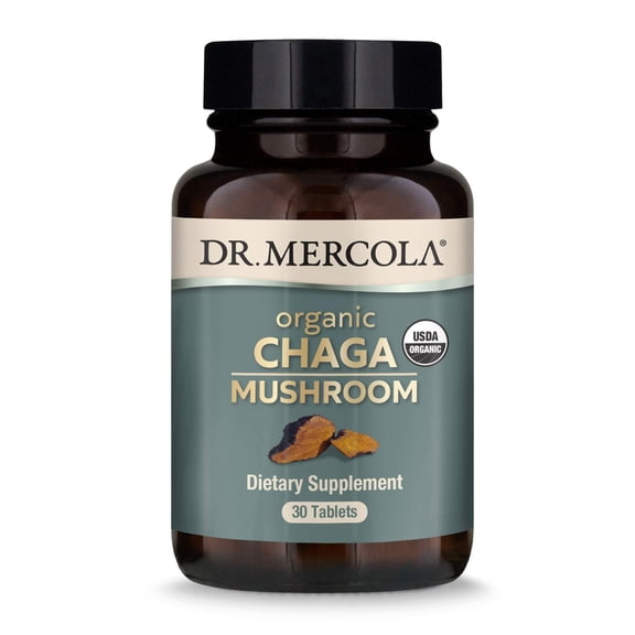 Dr. Mercola Organic Chaga Mushroom - Immune Support - Adaptogenic Blend with Chaga Extract & Chaga Powder - USDA Organic - Gluten-Free - 30 Capsules (30 Servings)