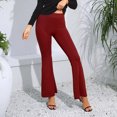 thumbnail image 3 of REALiKUN Flares Pants for Women Trendy Tight Fitting Stretch Slim Floor Length High Waisted Wide Leg Trousers, 3 of 5