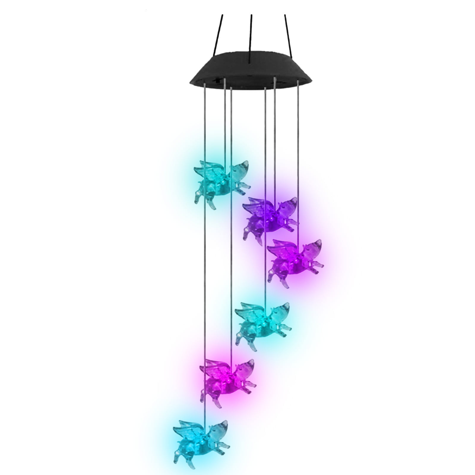 Solar Powered LED Flying Pigs Wind Chime Color-Changing Light Garden Decoration Solar Powered LED Flying Pigs Wind Chime Color-Changing Light Garden Decoration