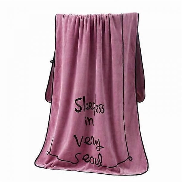 Microfiber Towel Face Towel Set for Bathroom 2Pack, 27.5inch x55inch Quick Drying Microfiber Coral Velvet Absorbent Purple