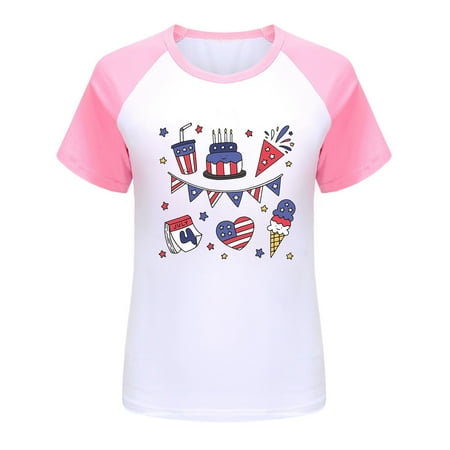 

Kids Summer Independence Day Cartoon Print Short Sleeve T Shirt Comfortable Tops Children s Clothing
