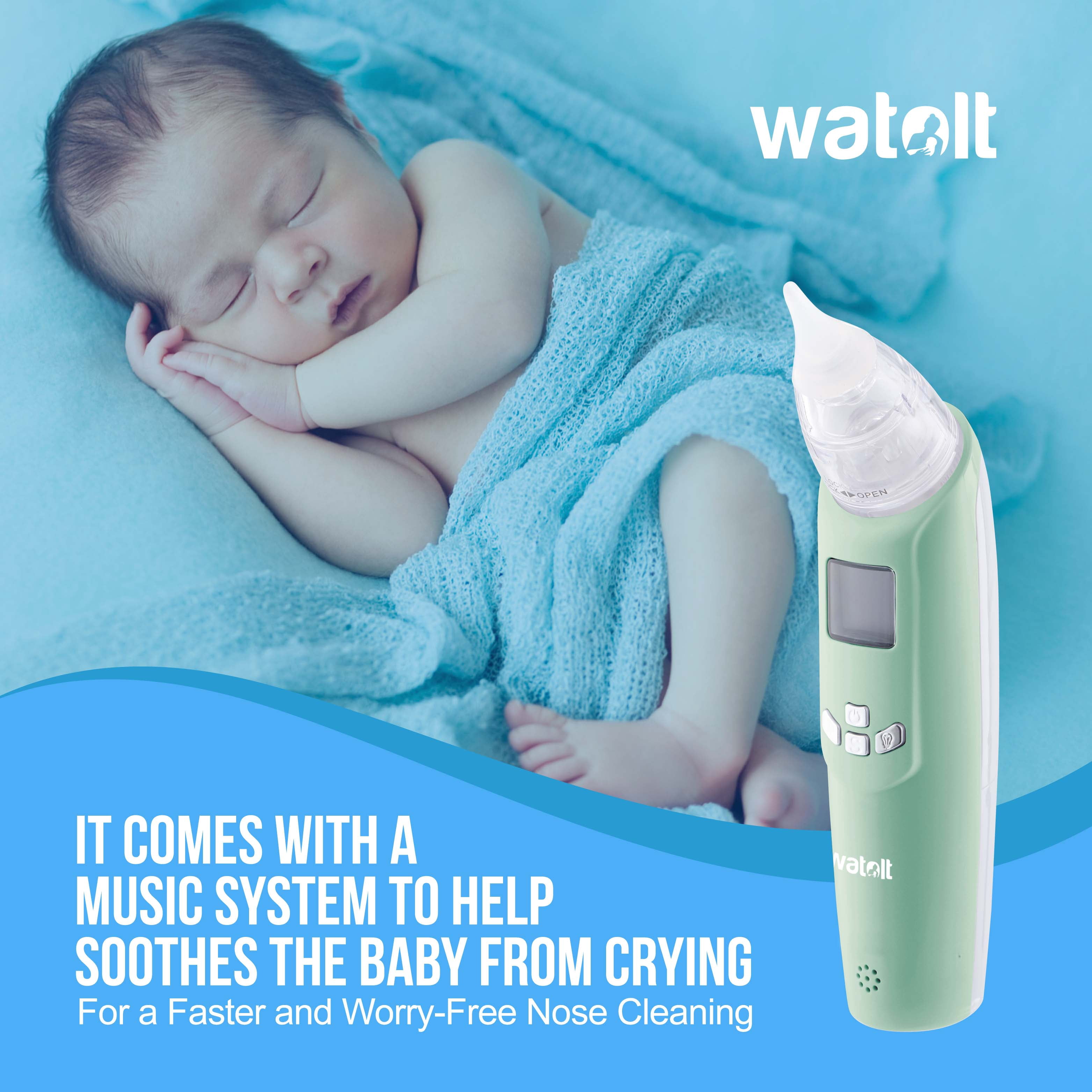 Watolt Baby Nasal Aspirator - Electric Nose Suction for Baby - Automatic Booger Sucker for Infants - Battery Powered Snot Mucus Remover for Kids Toddlers