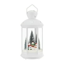 Danya B. Tabletop Christmas Holiday Winter Scene Falling Snow Music Snowglobe Diorama Lit Lantern Decoration - White