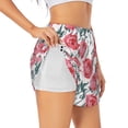thumbnail image 2 of Bixox Women's Rose Flowers pattern 2 in 1 Running Shorts - Lightweight Athletic Workout Gym Yoga Shorts Liner with Pockets - Large, 2 of 7