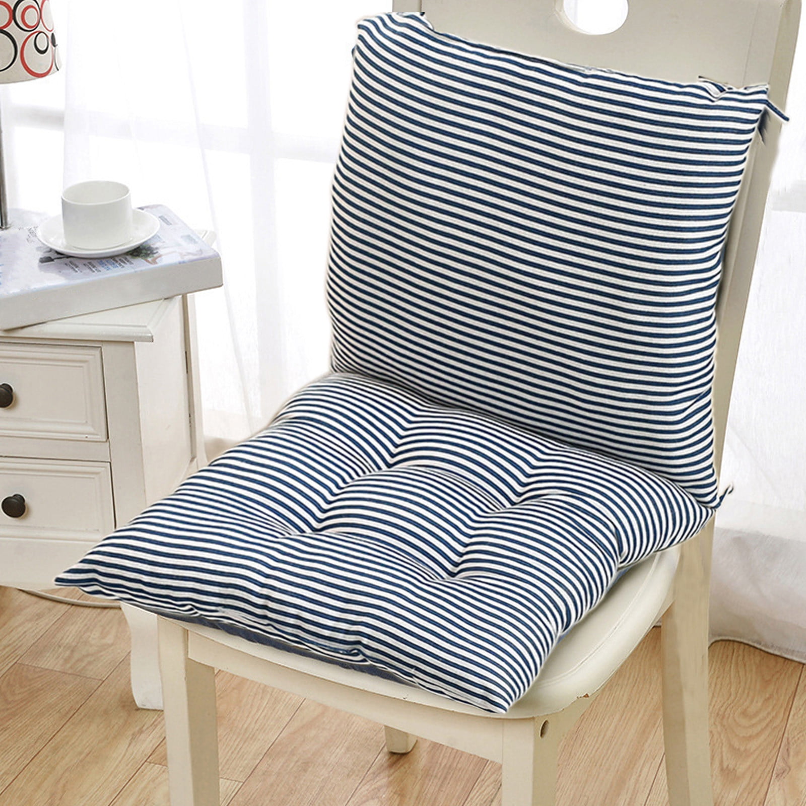 potrochi Outdoor Chair Cushion, Indoor/Outdoor Solid Back 1 Piece Square Corner Chair Cushion with Ties, Deep Seat, Weather, and Fade Resistant, Chair Cushions for Dining Chairs