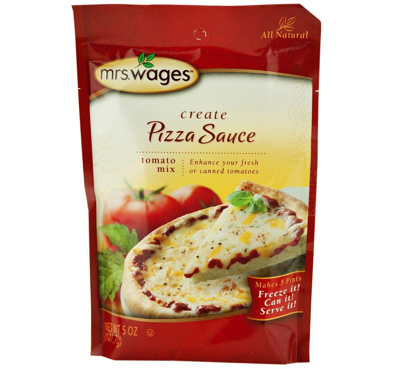 Mrs. Wages Pizza Sauce Tomato Seasoning Mix, 5 Oz. Pouch (Pack of 2