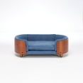 thumbnail image 4 of Pefilos 30" Pet Sofa for Indoors Dogs, Cat and Dog Bed with Solid Wood Legs and Walnut Bent Wood Back, Cashmere Cushion, Blue, 4 of 9