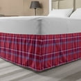 thumbnail image 1 of Checkered Bed Skirt, Retro British Irish Cultural Pattern of Tartan Abstract Celtic Design, Elastic Bedskirt Dust Ruffle Wrap Around for Bedding Decor, 4 Sizes, Purple Lavender Orange, by Ambesonne, 1 of 2