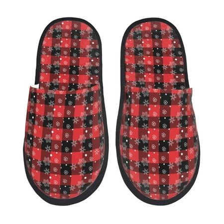 Balery Christmas With Snowflakes Slient Indoor Furry Fleece Comfort House Shoes Soft Non-Slip Home Shoes Cotton slippers House Slippers-- Large