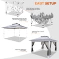 thumbnail image 6 of HOTEEL 12' x 12' Outdoor Pop-Up Gazebo Canopy with Mosquito Netting, 2-Tiered Vented Top, 3 Adjustable Heights for Backyard, Garden, Lawn, Light Grey, 6 of 12