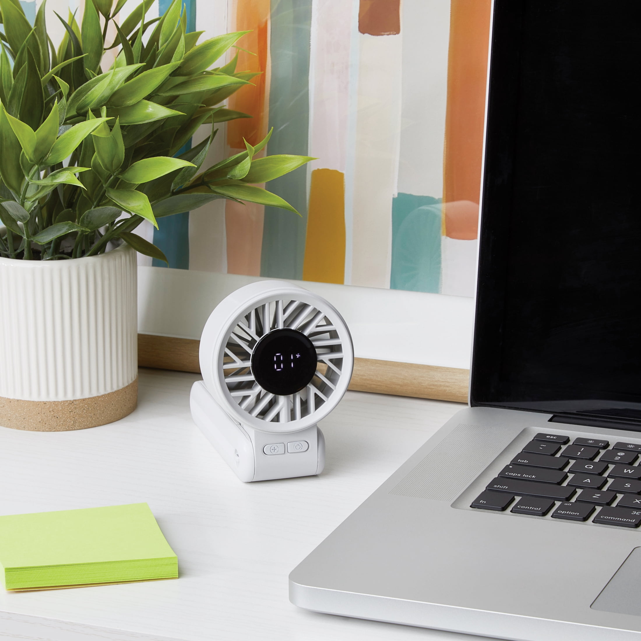 Mainstays 7 speed Rechargeable Handheld Portable Fan White
