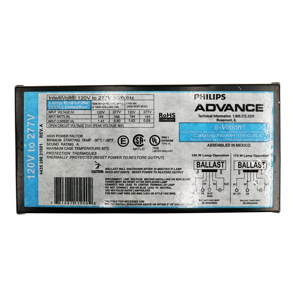Advance IMH-175-C-BLS Electronic MH Metal Halide Ballast, 150/175W, 120/277V