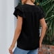 thumbnail image 4 of Camisa plisada de manga corta para mujer, blusa de manga corta con volantes y cuello en V para mujer Camisa de manga corta con cuello en V para mujer Uso conveniente, 4 of 6