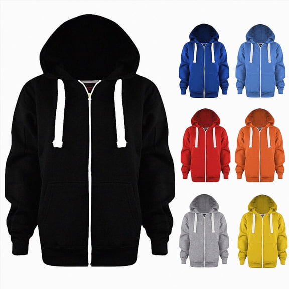Shakumy Boys School Uniform Hoodies Full Zip Jacket Fall Winter Plain Sweatshirt