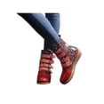 thumbnail image 3 of Frontwalk Womens Booties Zip Up Ankle Boot Mid Calf Flat Boots Casual Retro Bootie Ladies Buckle Strap Winter Shoes Red 8.5, 3 of 6