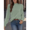 thumbnail image 4 of Weardear Womens Blouse Dressy Casual Mock Neck Textured Flounce Sleeve Tops Frenchy Shirred Shirts Business Work Pullovers, 4 of 5