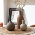 thumbnail image 4 of Juego de jarrones de cerámica Ooit Rustic Farmhouse Decor Brown, 3 unidades, 4 of 8