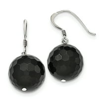Primal Silver Sterling Silver 16.5mm Faceted Onyx Bead Earrings