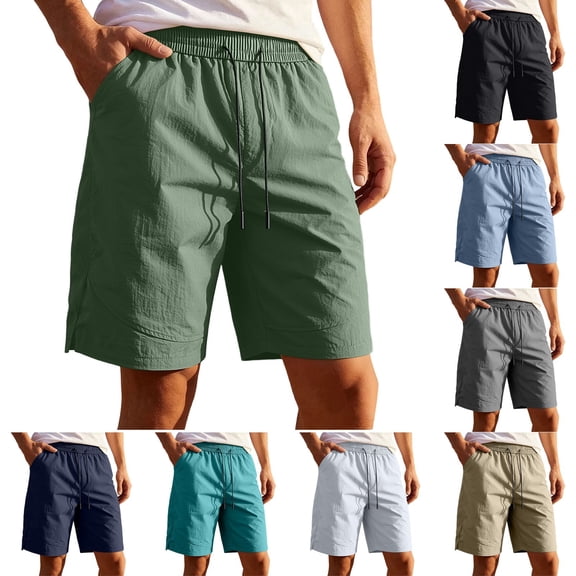 Men's Casual Sports Shorts with Elastic Waist Drawstring Pockets, Nylon Spandex Quick Dry, Straight Leg, Lightweight Workout, Running, Hiking, Athletic Performance Gear | JASKFLY,Army Green L