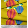 thumbnail image 3 of Soimoi Yellow Moss Georgette Fabric Cloud & Hot Air Balloon Holiday Printed Fabric 1 Yard 42 Inch Wide, 3 of 3