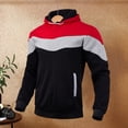 thumbnail image 4 of Patchwork Hoodie Men's Fall Winter Colorblock Drawstring Hoodie with Thick Plush Long Sleeves Big Pocket Retro Thin Loose Wear Sport Top Men Hooded, 4 of 7