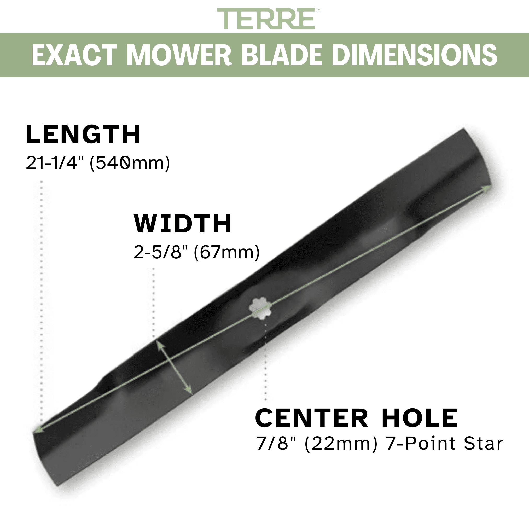 Terre Products, 2 Pack Mulching Lawn Mower Blades, 42 Inch Deck, Compatible with John Deere, Replacement for AM137327, AM141032, M154061