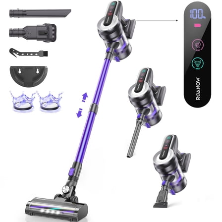 Cordless Vacuum Cleaner, 38KPA/55Mins 6-in-1 Lightweight Stick Vacuum for Home Hardwood Floor Carpet Pet Hair