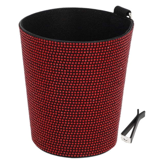 Bote de basura para automóvil Unique Bargains, portátil, para ventilación de aire acondicionado, color rojo, 1 Pc, 5.5" de largo, 4.3" de ancho, 5.9" de alto, cuero sintético