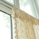 thumbnail image 5 of Cortinas de algodón con borlas y margaritas para cocina, cortinas cortas con varillas para colgar, cortinas de media luna color café, 5 of 5