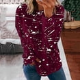 thumbnail image 2 of IROINID Liquidation Hauts Grande Taille pour Femmes Imprimé Manches Longues Confortable Respirant Col Rond Chemise Hauts, Bourgogne, 2 of 8