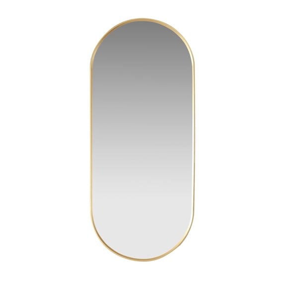 Vinnova Design Oval Aluminum Framed Wall Mount Bathroom Vanity Mirror in Brushed Gold
