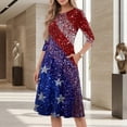 thumbnail image 4 of BOMYJESK Women's 250th Anniversary USA Flag Floral Maxi Dress American Flag Floral Independence Day Art Print Summer Dresses 4th Of July Midi Dresses Casual Evening Dress for Party Red 3XL, 4 of 7