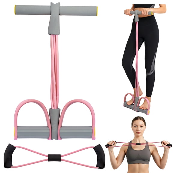 GROBRO7 2Pcs Yoga Resistance Bands Set 6 Tube Pedal Ankle Puller and 8 Shaped Exercise Bands Kit Anti Slip Stretching Equipment for Women (Grey & Pink)