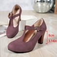 thumbnail image 6 of Women T-Strap High Heels Fashion Platform Round Toe Adjustable Strap Pumps Leather Summer Sweet Dress Shoes Wine Size 7.5, 6 of 7