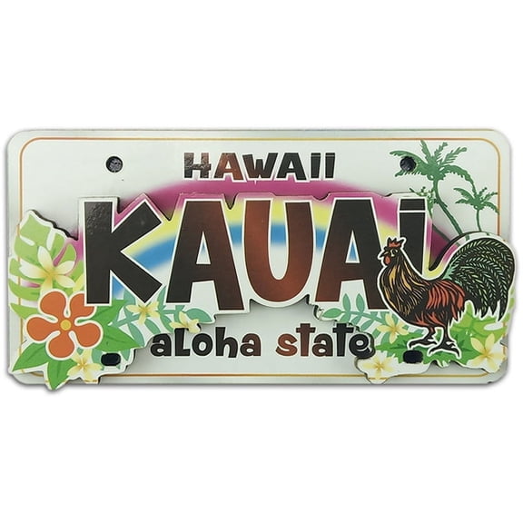 Souvenir Magnet Kauai License Plate Wood Magnet