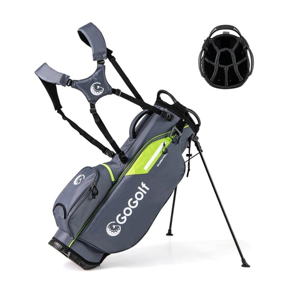 Spaco Golf Course Lightweight Golf Stand Bag, 5 Zippered Pockets 8-Way Top Dividers for Golfer, Gray