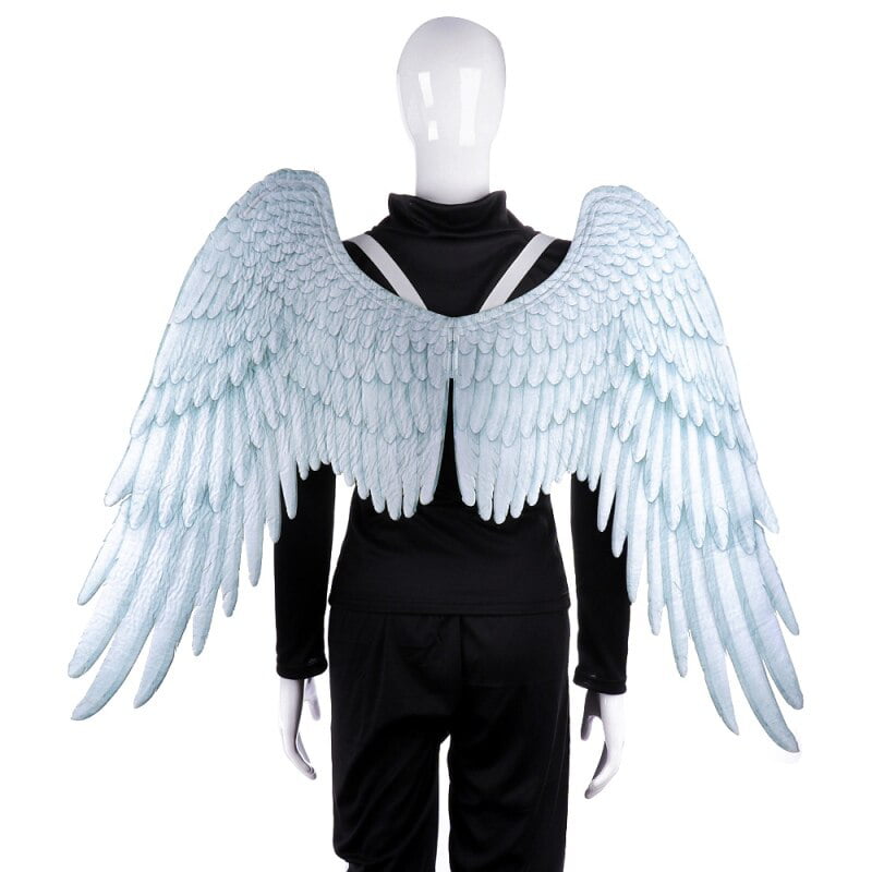 HugeDE 2 Pcs Halloween Angel Wings Feather Wings with Elastic Straps Costume Wings for Cosplay
