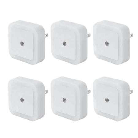 

LED Plug-in Wall Night Light with ON/Off for Bedroom Hallway Stairways or Any Dark Room.White 6 Pack US Plug