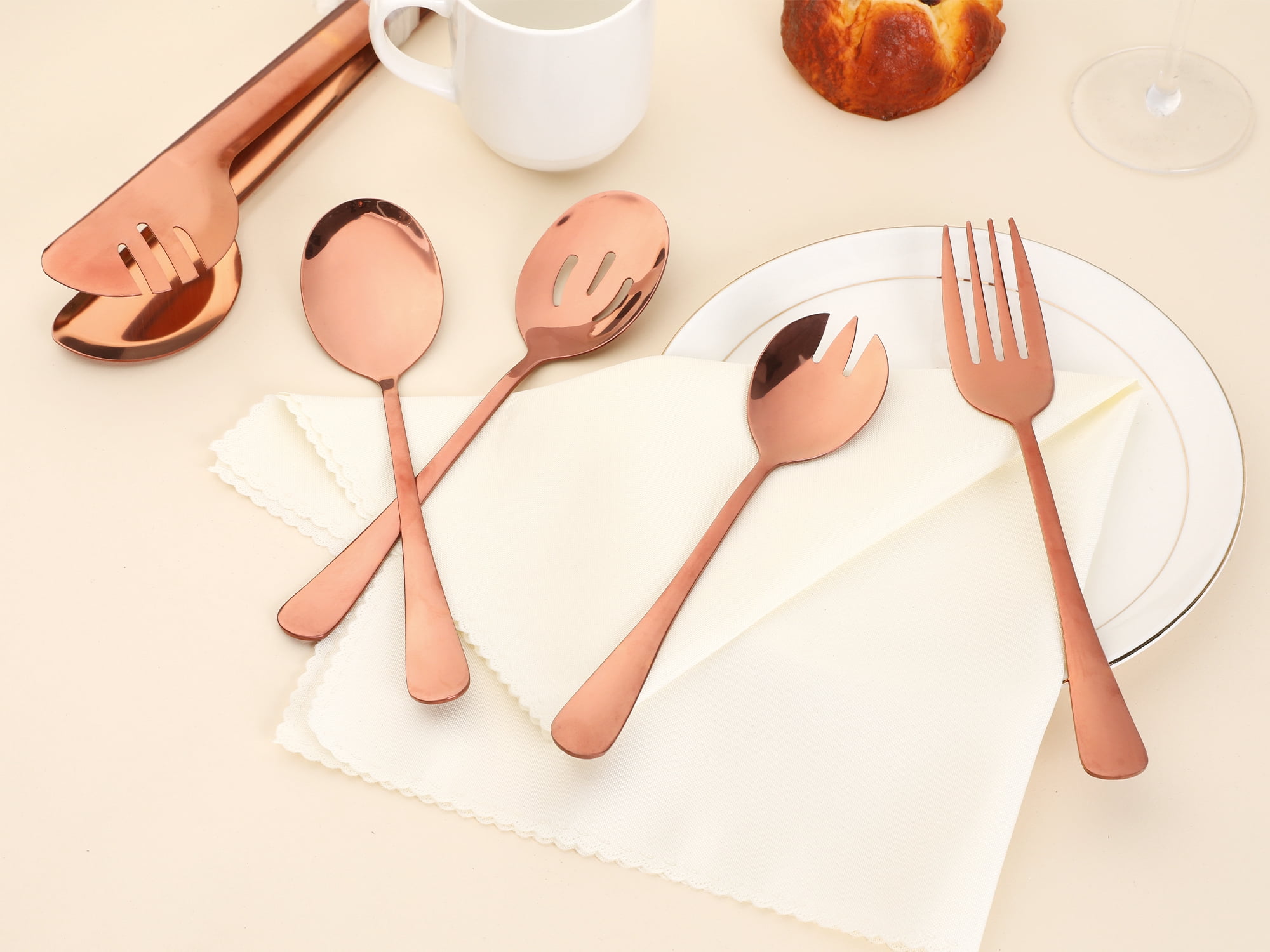 Unique Bargains Stainless Steel Flatware Cutlery Set for Kitchen Rose Gold 10 Pcs
