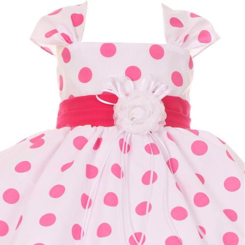Shanil Inc Baby Girls Fuchsia White Polka Dot Headband Flower Girl