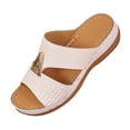 thumbnail image 2 of Summer Fashion Slip-On Sandales for Womens Plus Size Wedge Casual Spring Versatile Beach Wedge Solid Color Peep-Toe Open-Toe Slippers, 2 of 9