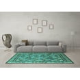 thumbnail image 3 of Ahgly Company Machine Washable Indoor Square Oriental Turquoise Blue Traditional Area Rugs, 7' Square, 3 of 4