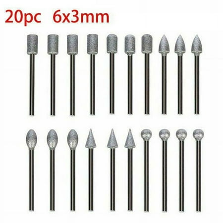 

20Pcs 120 Grit Diamond Burr Set Drill Bits Set for Tool Rotary Grinding Ceramic