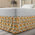 thumbnail image 1 of Leaves Bed Skirt, Modern Floral Elements with Design Romantic Blossoms Petals, Elastic Bedskirt Dust Ruffle Wrap Around for Bedding Decor, 4 Sizes, Orange Blue and Beige, by Ambesonne, 1 of 2