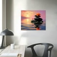 thumbnail image 3 of ONETECH Yoga Room Wall Decor, Canvas Print Zen Concept Art Poster, Spa Stones and Waterlily in Lake at Sunset Picture, Bathroom Meditation Room Decoration, 3 of 4