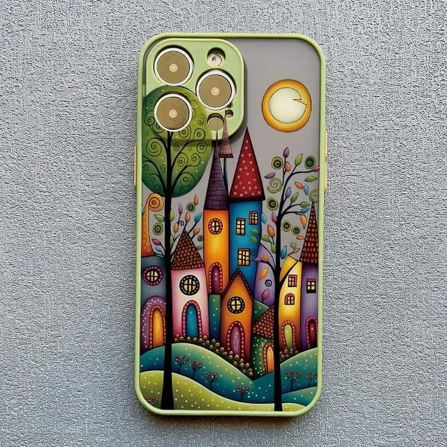 Hand Painted Forest House Phone Case For iphone 15 14 Pro Max Plus 11 13 12 Pro Max Mini X XR XS 7 8 Plus Shockproof Back Cover JIANGLANG
