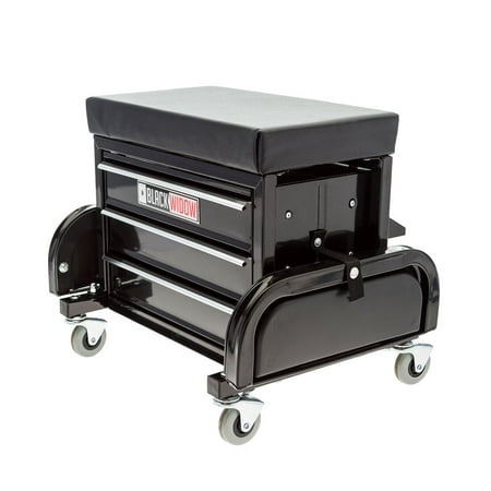 Black Widow Toolbox Creeper Seat with Drawers (Best Place To Catch Black Widow Mouse)