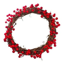 Artificial Red Berry Wreath for Christmas Decorations 11. Inch Winter Cranberry Wreath for Front Door Indoor Outdoor Xmas Party Home Decor Holiday Front Door Wreaths and Festive Wall Hanging Decor